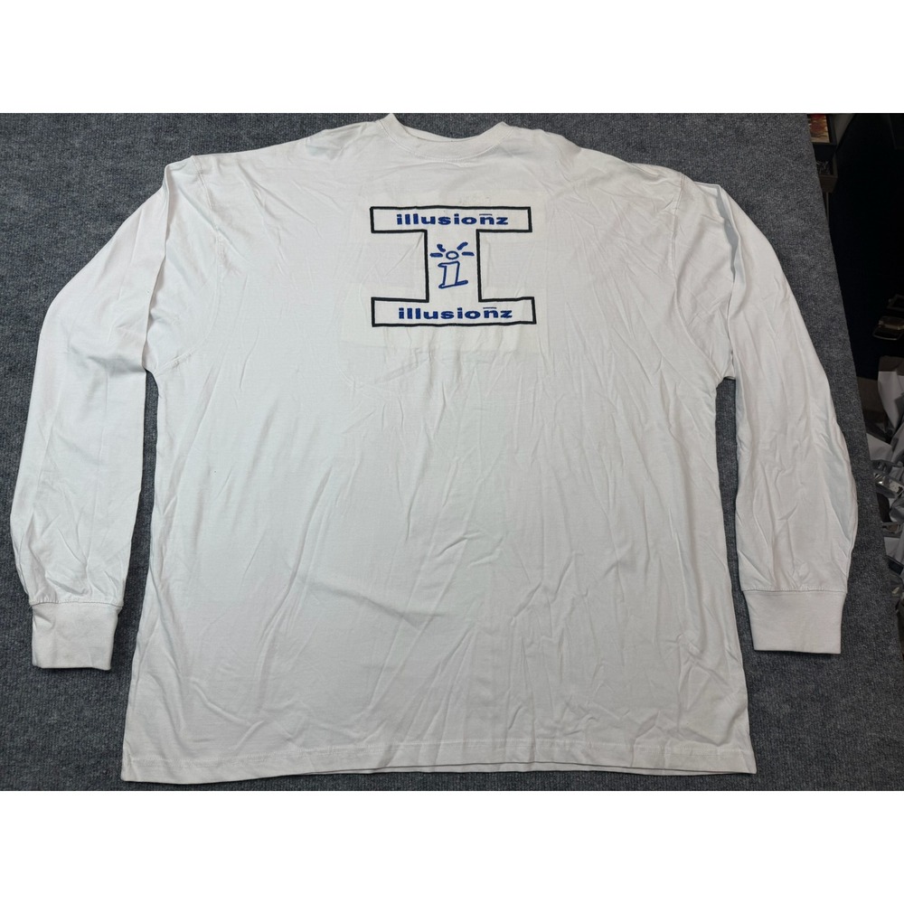 Illusionz White Long Sleeve T Shirt Size 4X‎ Graphic Print Cotton